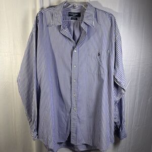 Ralph Lauren Polo Striped Button-Down Shirt Blue White Classic Fit Men’s XXL